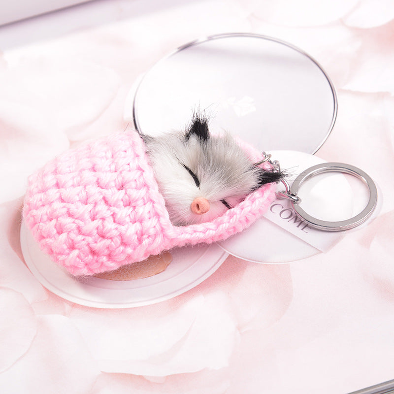 Wholesale Sleep Mouse Hair Ball Pendant Plush Keychains